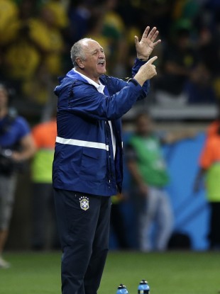 Phil Scolari reminding his players how many goals Germany had scored in 70 minutes.