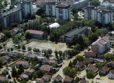 A flooded area is seen in Obrenovac, some 30 kilometers southwest of Belgrade, Serbia, last month.