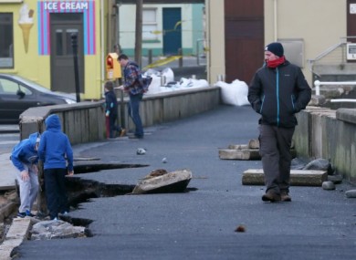 A photo from February 2014 showing damage to the promenade at Lahinch.