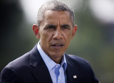 President Barack Obama speaks on the South Lawn of the White House.
