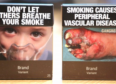 Examples of Ireland's plain packaging.