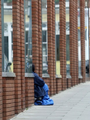 Homeless person on the streets on Dublin.
