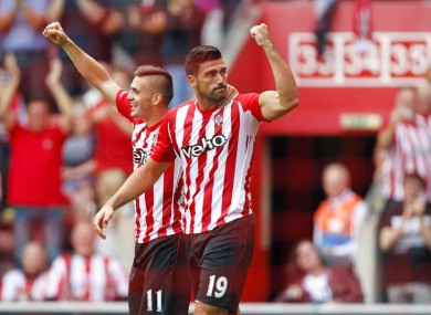 Southampton's Graziano Pelle (right) celebrates his goal.