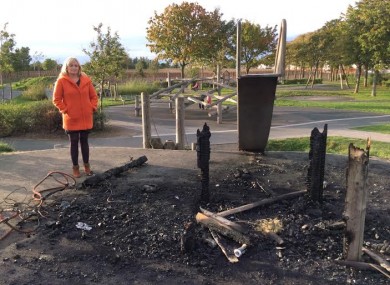 Councillor Noeleen Reilly at what remains of the playground.