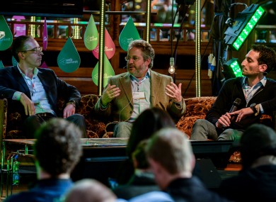 (L-R) Colm O'Neill, Amory Schwartz and Benjamin Levy were in conversation with Emily Steel of the New York Times (not pictured) today.
