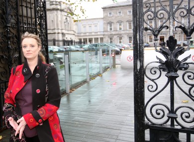 Mairia Cahill with media outside Leinster House yesterday.