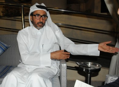 The sports minister for 2022 World Cup host Qatar, Salah bin Ghanem bin Nasser al-Ali, speaks in an Associated Press interview in Doha, Qatar, on Monday.