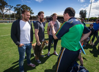Ciaran Sheehan, Zach Tuohy and Ciaran Byrne with Paul Earley at Irish International Rules training last year.