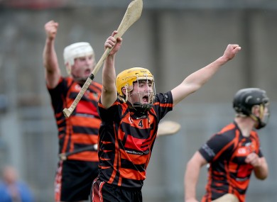 Paddy Joe Graham of Ballycastle celebrates at the final whistle.