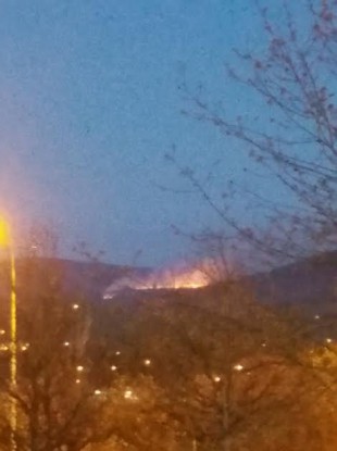 Fire in the Dublin Mountains yesterday evening.