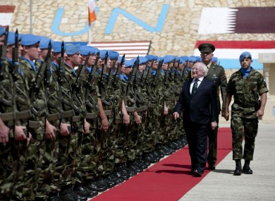 President Michael D Higgins during an Inspection of the Captains Guard of Honour during his visit in South Lebanon.