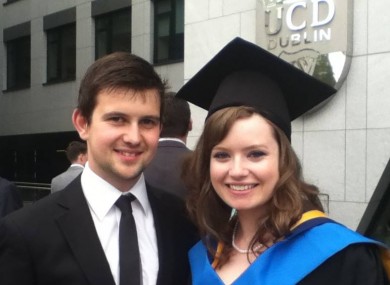 Alison Kelly with her boyfriend at her graduation last September.