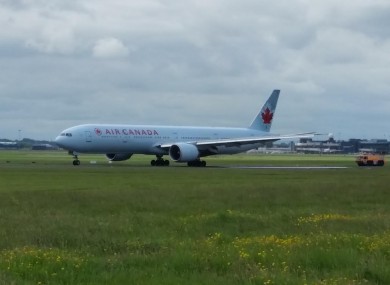 The Air Canada jet on the tarmac at Shannon this morning.