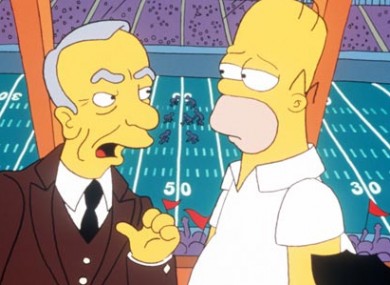 Rupert Murdoch lets Homer know who's in charge in an episode of The Simpsons (on Fox).