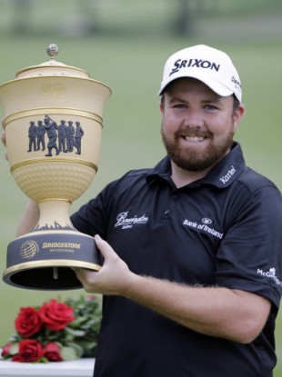 Shane Lowry with the trophy after winning at Firestone.