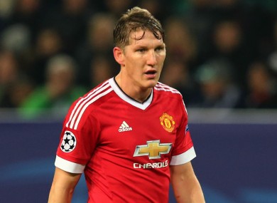 Bastian Schweinsteiger during Manchester United's Champions League loss to Wolfsburg.