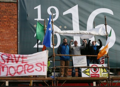 Protesters who occupied Moore Street in February of this year.