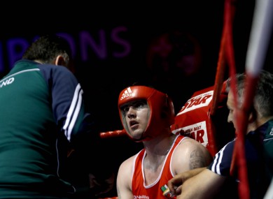 Joe Ward takes instructions from Irish coach Zaur Anita.