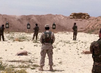 Syrian Arab trainees practice firing their small arms at an undisclosed training range in northern Syria. Efforts are being made to build alliances of Arab, Kurd and other local fighters to defeat Islamic State.