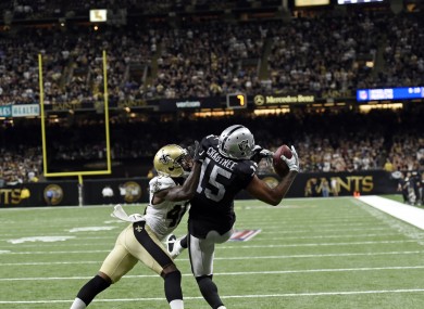 Michael Crabtree makes the game-winning catch.