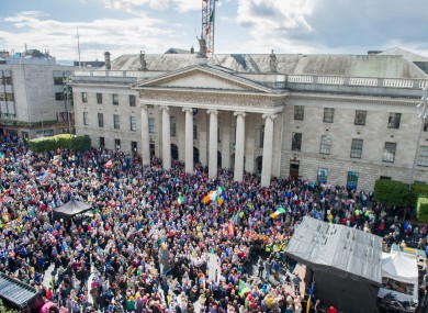 Protestors outside the GPO during a Right2Water protest in August 2015.