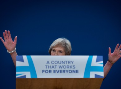 Prime Minister Theresa May gives her keynote address at the Conservative party conference.