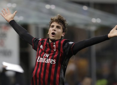 AC Milan's Manuel Locatelli celebrates after scoring.