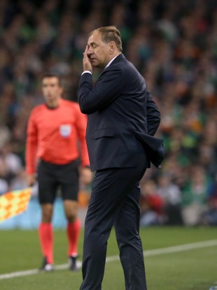 Vladimir Weiss watches tonight's match from the sidelines.