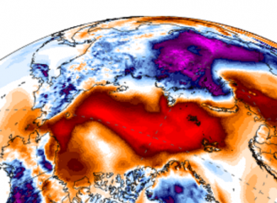 Temperatures in the North Pole could rise to close to zero today.
