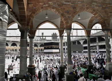 Muslim pilgrims arrive to circle the Kaaba, Islam's holiest shrine, at the Grand Mosque in the Muslim holy city of Mecca.