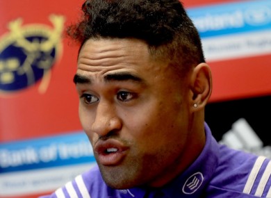 Francis Saili speaking at a Munster Rugby Press Conference recently.