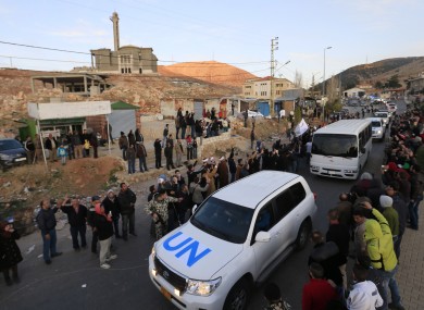 File photo: Syrian fighters leave Zabadani last year.