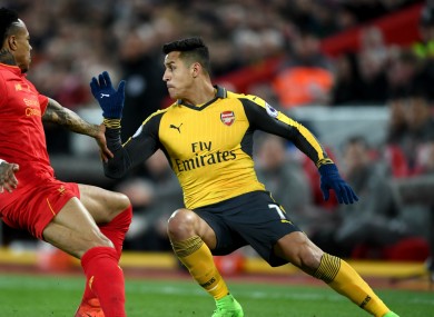 Arsenal attacker Alexis Sanchez in action against Liverpool.