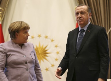 German Chancellor Angela Merkel (l) with Turkish President Recep Tayyip Erdogan.