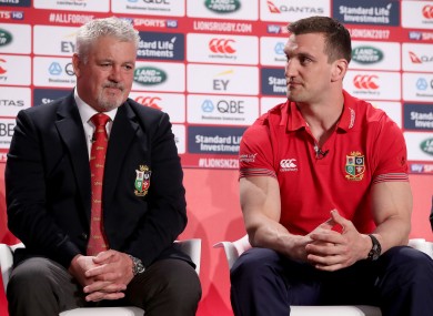 British and Irish Lions head coach Warren Gatland and captain Sam Warburton.