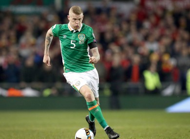 James McClean in the old Umbro kit.