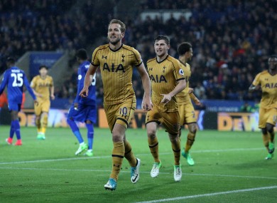Harry Kane celebrates a goal.