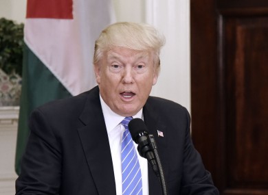 Donald Trump in the White House yesterday where he met with President Mahmoud Abbas of the Palestinian Authority.