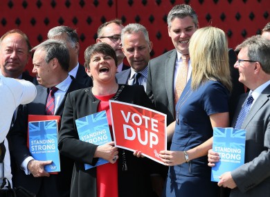 DUP leader Arlene Foster with election candidates in Antrim