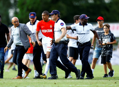 Mbappe leaving the pitch after a recent friendly with Stoke City.