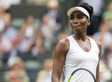 Venus Williams (USA) during her match against Elise Mertens (BEL) on day one at the All England Lawn Tennis and Croquet Club.