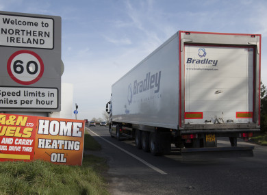 A truck leaving the small village of Bridgend in the Republic and travelling into Northern ireland.