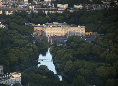 General aerial view of Buckingham Palace and its surrounding area in central London.