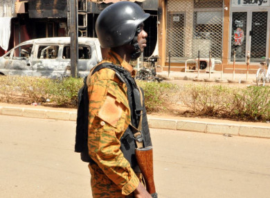 A police officer in Burkina Faso following an attack in Ouagadougou in January 2016