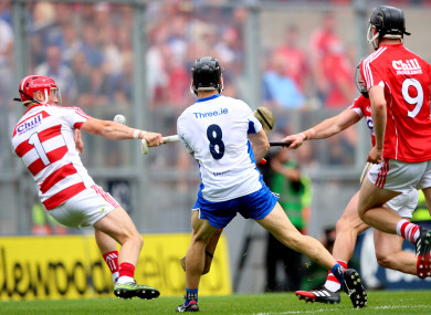 Jamie Barron fires home Waterford's fourth goal.
