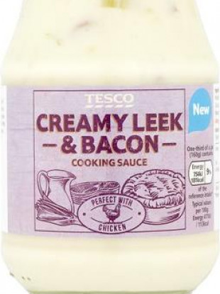 Tesco Creamy Leek and Bacon Cooking Sauce.