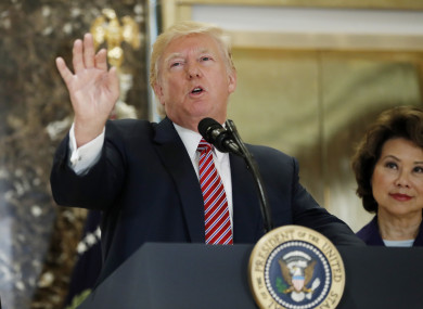 Trump speaks to the media yesterday.