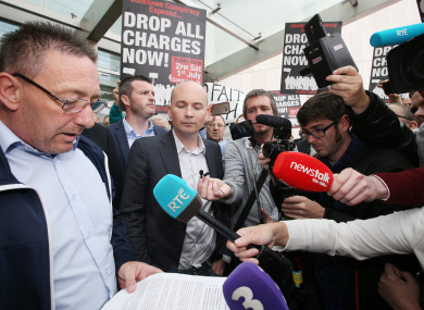 Protestors, including TD Paul Murphy, outside court after their acquittal in June.