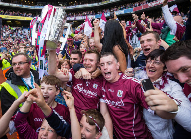 Galway celebrate their victory in Croke Park.