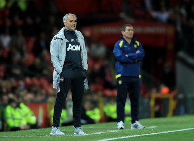 Mourinho on the touchline last night.